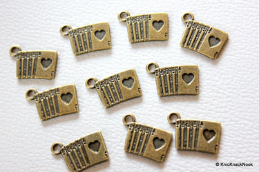 11 x Zinc Alloy Bronze Playing Cards Charm Pendants